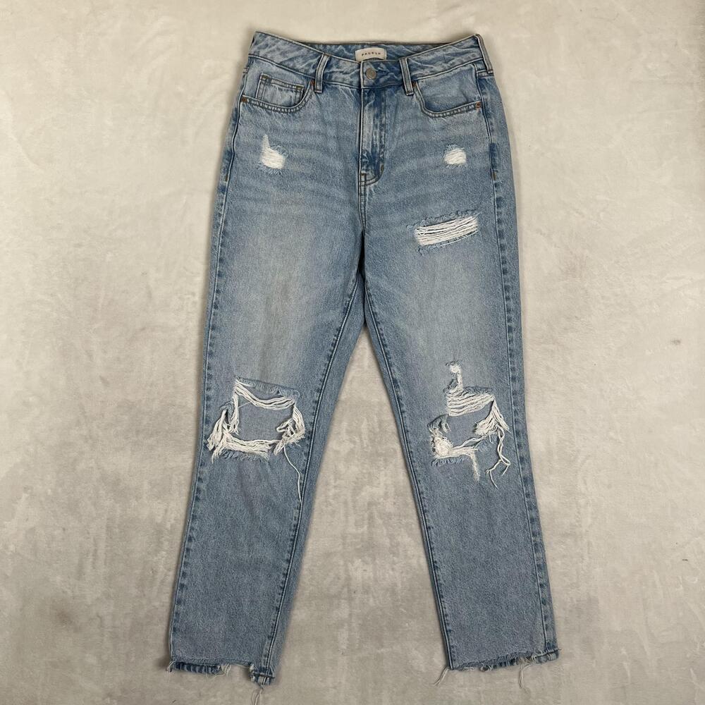 PacSun Mom Jeans Womens 26 Blue Light Wash High Rise Distressed Denim Pants